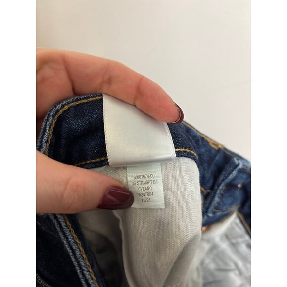 Old Navy O.G. Straight Jeans Womens Size 2 High Rise Distressed Dark Wash Blue - Picture 5 of 5